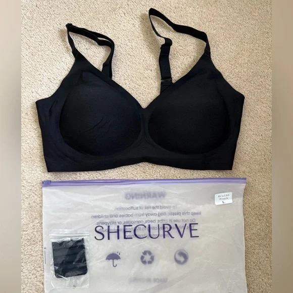 Shecurve Seamless Soft Comfort Jelly Strip Wireless Bra - Large, Black. New! - Picture 2 of 3